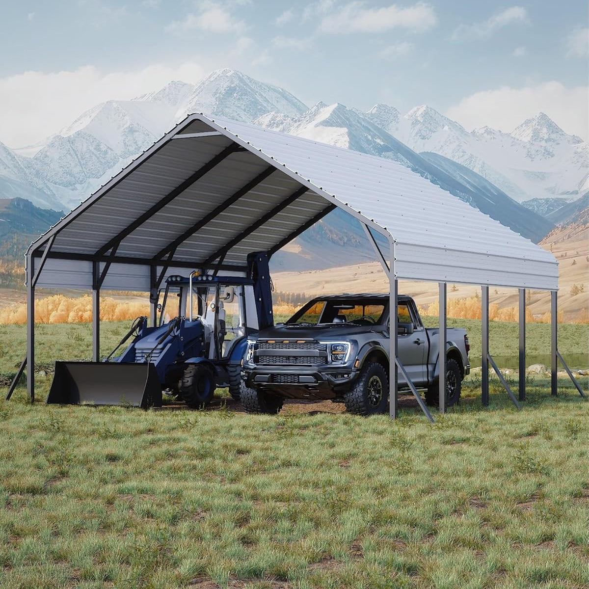 Garvee Metal Carport 20' × 20' × 13', 400 Sq.Ft 2-Car Steel Shelter, 800 lb Heavy-Duty Frame for Snow, Trucks, Boats & Tractors