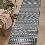 Garvee Washable Runner Rug 2x6 Hallway Runner Rug Boho Rug Indoor Non-Slip Stain Resistant Throw Floor Carpet Geometric Kitchen Rug Low Pile Moroccan Runner for Living Room Bedroom Laundry, Black - Black & White