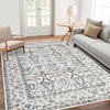 Garvee Area Rug 10x13 Washable Rug Light Grey, Persian Vintage Rugs, Ultra-Thin Foldable Vintage Rugs for Bedroom, Dining Room, Home Office, Pet & Child Friendly, Low Pile, Non-Shedding