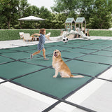 Garvee Inground Pool Safety Cover 18x34 Ft Rectangle, Winter In Ground Pool Covers for Children/Pets Care with 500 LBS Weight Capacity, High Strength PP Material, Green - green