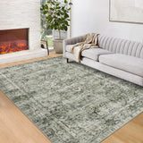 Garvee Washable Area Rugs,Low-Pile Vintage Rugs with Non-Shedding for Entryway Nursery Bedroom Living Room for Kitchen Bedside Entrance 8' x 10' - Green