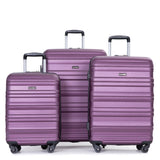 Garvee 3 Piece Expandable Suitcase Luggage Sets PC Durable Lightweight Travel Suitcase Set With Spinner Wheels, TSA Lock, 21in/25in/29in, Dark Purple