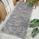 Garvee Runner Rug Washable Rugs for Kitchen Entryway Living Room Bedroom Office Nursery Vintage Floral Area Rug Distressed Oriental Rug Low Pile Non Slip Neutral Soft Rug Grey 2'x6' - Gray