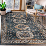 Garvee Vintage Washable Area Rug Boho Rug 4'x6' Faux Cashmere Non Slip Rugs for Living Room Bedroom Oriental Indoor Rug Mat Carpet Stain Resistant Throw Rug Kitchen Dining Home Office - Inky Blue