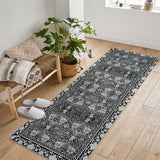 Garvee Area Rug Vintage Floral Non-Slip Low Pile Machine Washable Carpet for Living Room Bedroom 2x6Ft Grey - Gray