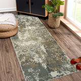 Garvee Runner Rug 2x6 Modern Abstract Circle Design Kitchen Rug Non Slip Washable Area Rug Soft Accent Rug Living Room Rug Throw Rugs for Bathroom Bedroom, Camel/Green - Camel Green