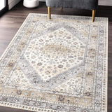 Garvee Oriental Rugs 9x12 Washable Area Rugs Non-Slip Boho Rug No-Shedding Indoor Throw Rugs Vintage Floral Printed Floor Carpets Large Decorative Rug for Living Room Dinning Room Playroom Bedroom, Beige - Beige