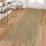 Garvee Imitation Braided Collection-Print Hallway Runner Rug 2x6 Non Slip Washable Indoor Mat Natural - Natural