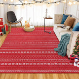 Garvee Christmas Area Rug 4x6 Boho Rug Non-Slip Rug for Bedroom Bohemian Christmas Area Rug Machine Washable Floor Cover for Living Room Bedroom, Red Boho, 4x6 Feet - Red