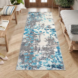 Garvee Kitchen Rug 2x6 Washable Runner Rugs for Hallway Modern Entryway Rug Abstract Bedroom Rug Laundry Carpet Colorful Rug Non Slip Low Pile Area Rugs Blue Indoor Rug Farmhouse Floor Cover - Blue Multi