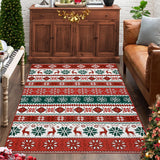 Garvee Christmas Area Rug 4x6 Farmhouse Non Slip Stain Resistant Soft Low Pile Red & Green Holiday Decor for Living Room Bedroom Kitchen - Red & Green