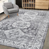 Garvee Large Living Room Rug 6x9 Vintage Area Rug Machine Washable Rug Non Slip Distressed Rug Indoor Retro Accent Rug Oriental Rug for Bedroom Kitchen Home Office, Grey 6' x 9' - Gray