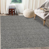 Garvee Area Rug 5x7 Machine Washable Area Rug for Living Room Non-Slip Stain Resistant Modern Abstract Rug Contemporary Solid Throw Carpet Foldable Accent Floor Carpet for Dining Room, Grey - Gray