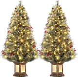 Garvee 4.5ft Pre-Lit Christmas Tree, Artificial Christmas Tree with 108 LED Lights & 8 Lighting Modes, Easy Assembly, Fake Xmas Tree for Home Office Holiday Decor, 2 PACK - Transparent-2 Pack