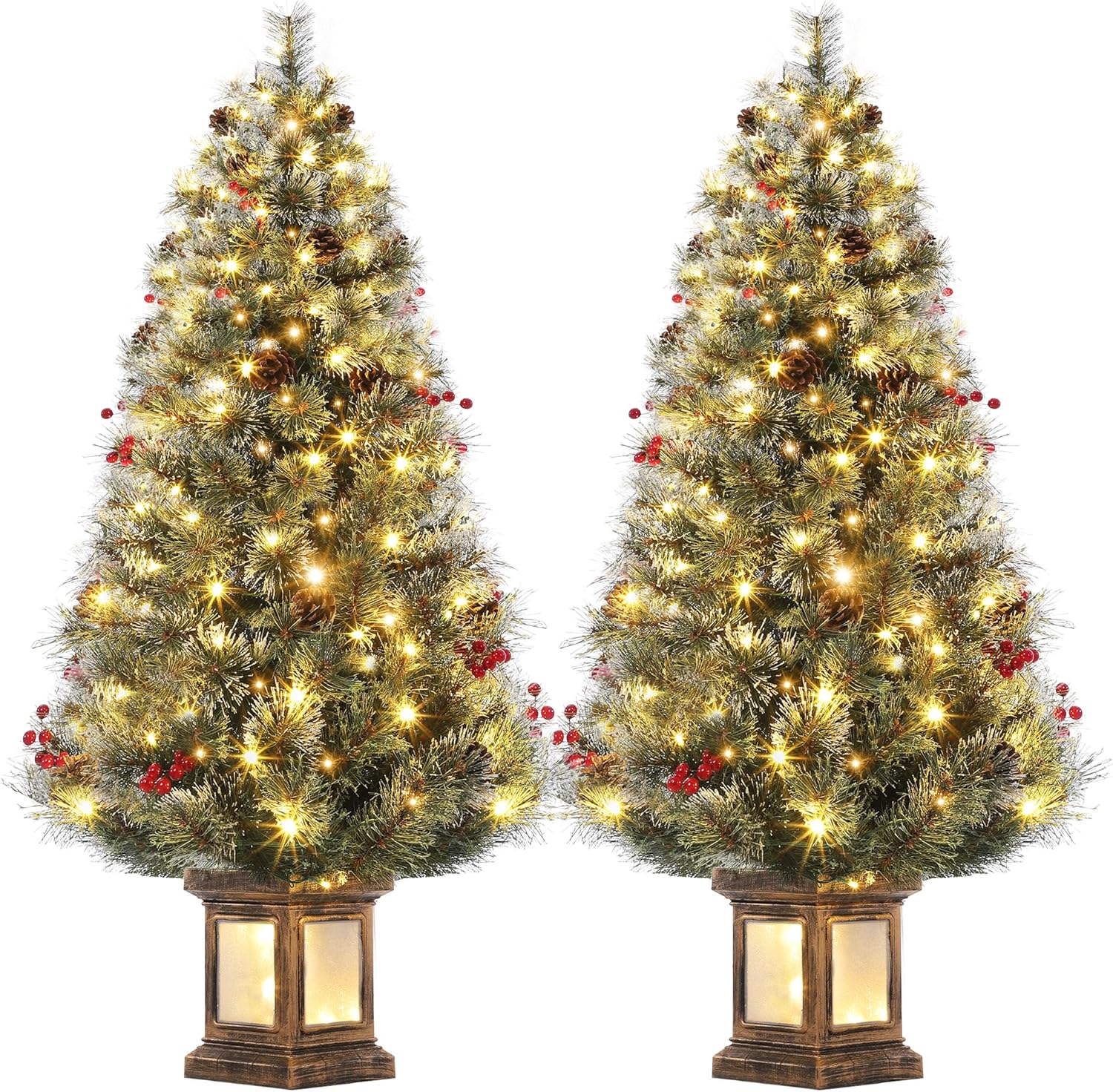 Garvee 4.5ft Pre-Lit Christmas Tree, Artificial Christmas Tree with 108 LED Lights & 8 Lighting Modes, Easy Assembly, Fake Xmas Tree for Home Office Holiday Decor, 2 PACK
