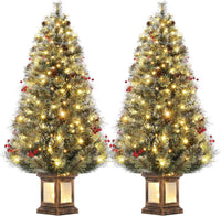 Garvee 4.5ft Pre-Lit Christmas Tree, Artificial Christmas Tree with 108 LED Lights & 8 Lighting Modes, Easy Assembly, Fake Xmas Tree for Home Office Holiday Decor, 2 PACK