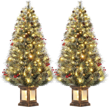 Garvee 4.5ft Pre-Lit Christmas Tree, Artificial Christmas Tree with 108 LED Lights & 8 Lighting Modes, Easy Assembly, Fake Xmas Tree for Home Office Holiday Decor, 2 PACK