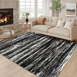 Garvee 10x13 Washable Rugs For Living Room, Non-Slip, Stain Resistant, Soft Low Pile, Black/Grey - Black