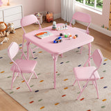 Garvee 5-Piece Kids Folding Table And Chairs Set, Toddlers Activity Table And Chairs For Dining Room, Daycare, Classrooms, Multi-Color