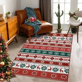 Garvee Christmas Area Rug 5x7 Farmhouse Non Slip Stain Resistant Soft Low Pile Red & Green Holiday Decor for Living Room Bedroom Kitchen - Red & Green