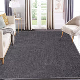 Garvee Solid Dark Grey 8x10 Modern Washable Area Rug - Textured Chenille Indoor Carpet, Non-Slip Foldable Rug for Living Room, Bedroom - Dark Gray