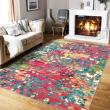 Garvee Pink Rugs for Bedroom 4x6 Living Room Area Rugs Abstract Rug Washable Colorful Rugs for Under Dining Table Low Pile Carpet Non Slip Farmhouse Floor Carpet Non Slip - Colorful