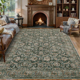 Garvee Washable Rug 8x10 Area Rugs Vintage Non Slip Soft Low Pile Black for Living Room Bedroom Dining Room - Black