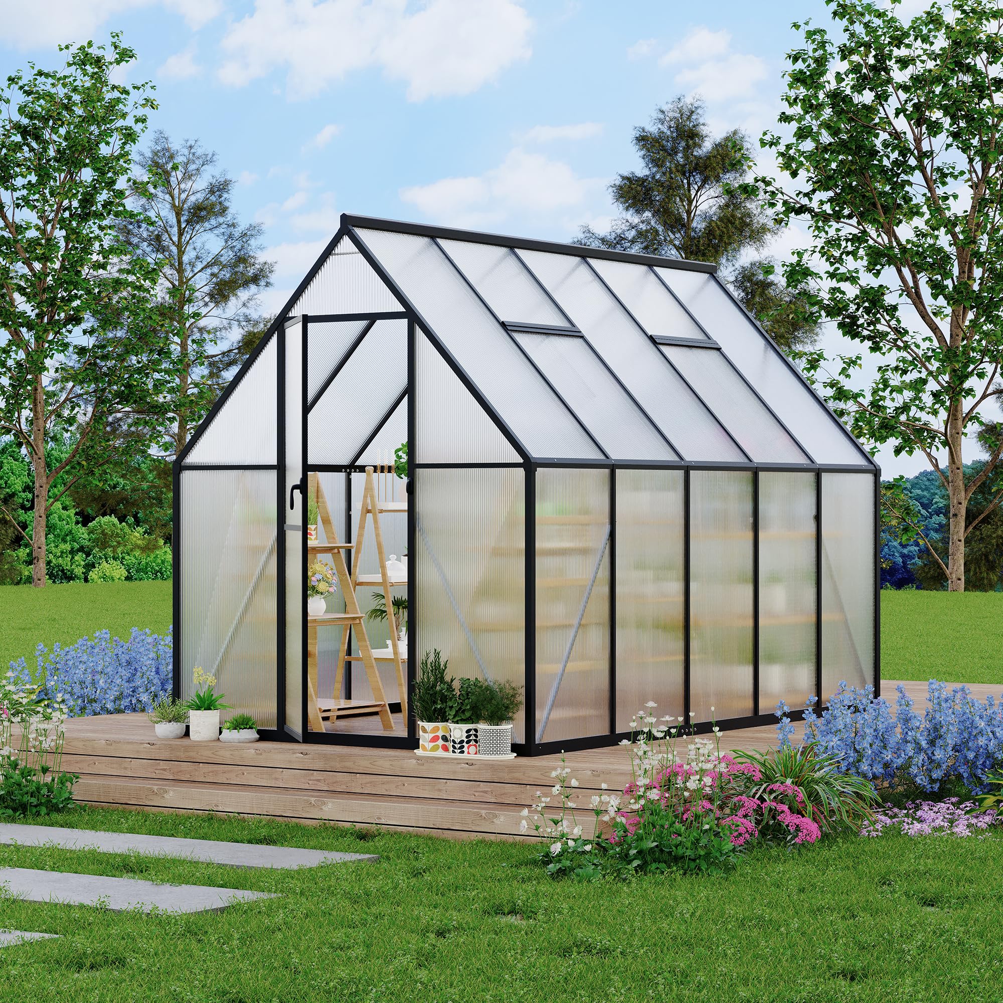 Garvee 6'x9' Aluminum-Framed Polycarbonate Greenhouse – Heavy Duty Gre