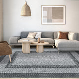 Garvee Bordered Grey 5x7 Braided Collection Area Rug, Modern, Washable, Non-Slip, Low Pile Polyester - Grey, Vintage Country Cottage - Indoor Use - Gray