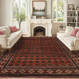 Garvee Large Area Rug 10x13 Red Machine Washable Non Slip Geometric Accent Carpet for Living Room, Dining Room, Nursery - Red