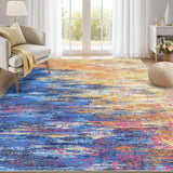 Garvee Modern Abstract Living Room Rug 10x13, Machine Washable Large Carpet, Non Slip Low Pile Throw Rug, Ultra Soft Indoor Floor Carpet for Bedroom Dining Room Table Home Decor, Blue/Orange - Blue/Orange