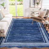 Garvee Modern Navy Blue 5x7 Scalloped Washable Area Rugs for Living Room, Modern Bordered Solid Rug for Bedroom, Abstract Scalloped Non-Slip Stain Resistant Carpet for Dining Room Home Office Dorm - Navy Blue
