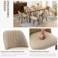 Garvee Set of 8 Mid-Century Modern Fabric Upholstered Dining Chairs with Padded and Solid Wood Legs, Camel