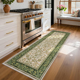 Garvee Vintage Botanical Runner Rug 2x6 Washable Non-Slip Kitchen Runner, Farmhouse Floral Hallway Rug Low Pile Carpet for Entryway Laundry Bedroom, Sage Green Ivory - Sage Green Ivory