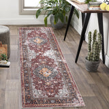 Garvee Washable Runner Rug 2x6 Long Hallway Runner Rug Vintage Accent Rug Boho Distressed Rug Medallion Runner Rugs for Entryway Kitchen Living Room Bedroom, Red - Red