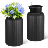 Garvee 21 Inch Tall Round Planters Set of 2 Flower Pots with a Water Level Monitor, Self Watering Insert and 2 Trays, for Living Room, Bedroom Office, Patio, Porch, Garden, Black - Black