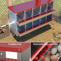 Garvee 10-Compartment Galvanized Steel Nest Box - w/Perch Rod, Egg Tray & Ventilation, Rustproof for Poultry Coops Quick Assembly