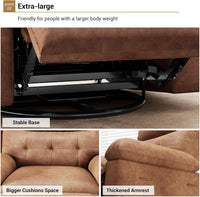 Garvee Extra Wide Comfort Recliner Chair for Adults - Oversized Manual PU Leather Sofa - Overstuffed Arms & Back, Cup Holder, Retractable Armrests, Side Pocket - Living Room, Bedroom, Nursery - Brown