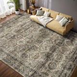 Garvee Persian Tribal 5x7 Washable Area Rug, Vintage Distressed Non-Slip Low Pile Carpet for Living Room Bedroom Dining Room, Brown - Brown