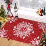 Garvee Christmas Snowflake Area Rug 2x3 Washable Non Slip Red Low Pile Indoor Door Mat for Entryway Bedroom Living Room - Red