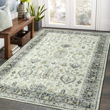Garvee 6x9 Vintage Washable Area Rugs Boho Low Pile Area Rug for Living Room Bedroom Children's Room Dining Room Moroccan Area Rugs Beige - Sage Green/Gray