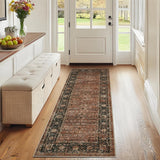 Garvee Room Decor Area Rug Brown Vintage Soft Printed Carpet Non Slip 2x6ft - Brown