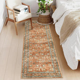 Garvee Orange 2x6 Washable Runner Rugs Stain Resistant Non-Slip Pastel Oriental for Living Room Bedroom Laundry Hallway Kitchen - Orange