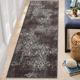 Garvee Entryway Runner Rug 2x6 Washable Rug for Hallway Vintage Distressed Floor Cover Non Slip Throw Runner Carpet Stain Resistant Boho Accent Rug for Living Room Bedroom Home Decor, Brown - Brown & Khaki