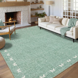 Garvee Bow Washable Green Rugs for Bedroom Girls, 5x7 Living Room Rug Non Slip Playroom Rug Soft Non Shedding Low Pile Stain Resistant Carpet Nursery Dining Room - Green