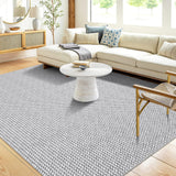 Garvee Washable Area Rug 9x12 Large Rug Modern Solid Rug Neutral Rug Non Slip Low Pile Living Room Rug Contemporary Braided Print Throw Carpet for Bedroom Dining Room Nursery Home Office,Grey - Gray