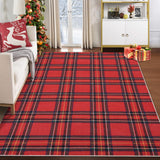 Garvee 9x12 Christmas Area Rug Large Xmas Buffalo Plaid Machine Washable Carpet Rug Holiday Decorative Checkered Floor Cover Non Slip Stain Resistant Accent Rug for Living Room Bedroom Decor, Red - Red