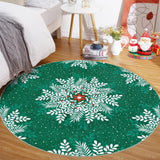 Garvee Christmas Snowflake Round Rug 4Ft Washable Non-Slip Soft Nursery Rug Green - Green