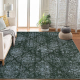 Garvee Bedroom Rug Washable Area Rug Non Slip Low Pile Boho Floral Small Carpet for Bedroom Bedside Soft Paisley Design - Dark Green