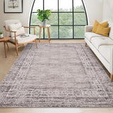 Garvee 8x10 Area Rug Washable Vintage Border for Bedroom Living Room Dining Room Taupe - Taupe